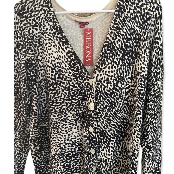 SOLD! Merona White Animal Print Ultimate V-Neck Cardigan - Picture 2 of 13